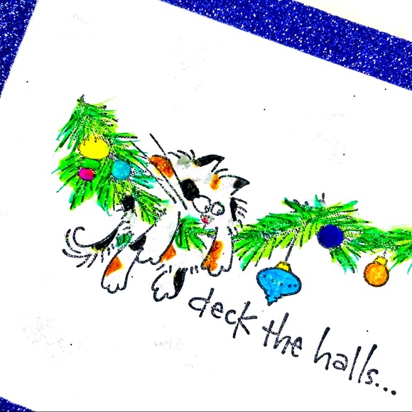 Calico Kitty Cat Christmas Cards Handmade by McGlamorous - Picture 2 of 5